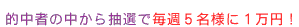 �I���҂̒����璊�I�Ŗ��T�T���l�ɂP���~�I